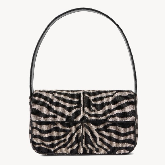 STAUD Handbags - Staud Tommy Beaded Zebra Shoulder Bag